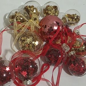 FREE w/ 2+ ITEMS | Red and Gold Glittery Stars Holiday Ornaments Set